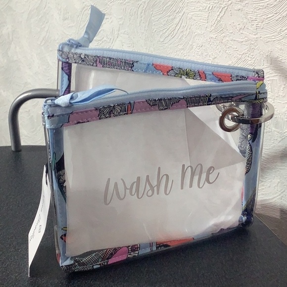 Vera Bradley NEW - Clear Pouch Set - wash me & wear me - each clear bag 7” x 5” - Picture 2 of 5
